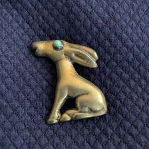 Mexican Silver Donkey Pin With Turquoise Eye